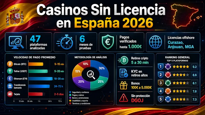 Casinos Sin Licencia en España 2026: Guía Honesta de Casinos No Regulados con Pagos Verificados